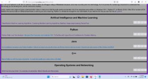 This is an image of my new portfolio layout with four categories: AI and Machine Learning projects, Python projects, Java projects, C++ projects, and IT projects laid out in that order. However, there is not a lot of detail because it's still a work in progress.